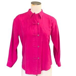 Jonathan Martin Silk Button Front Shirt Sz P Pink #140E